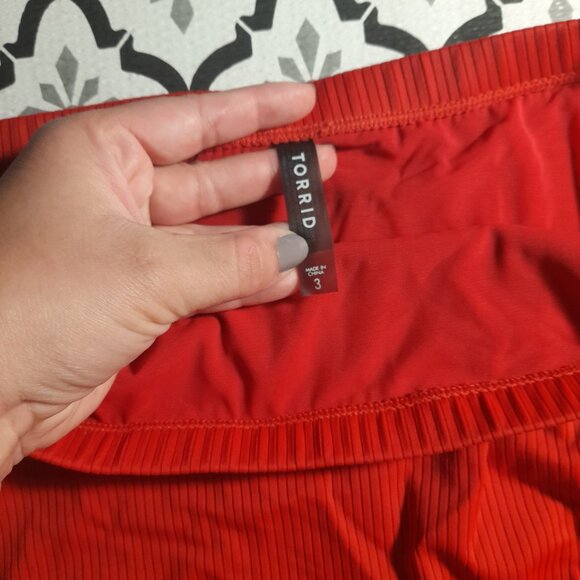 *BOGO FREE* TORRID Size 3 Red High Rise Lattice Side Swim Bottom - Picture 3 of 4